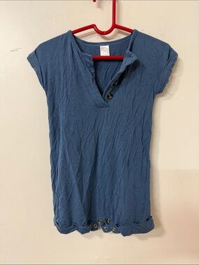 Lou Lou & Company Blue Short Sleeve Snap-Front Romper